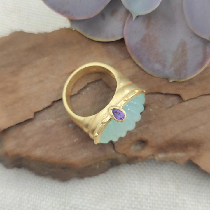 Anello in argento 925 dorato con pietra - LULUNG
