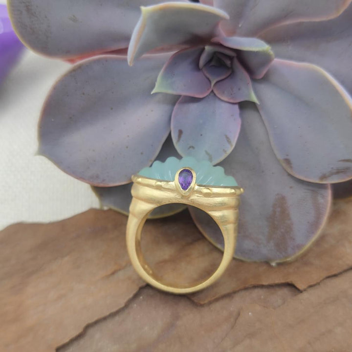Anello in argento 925 dorato con pietra - LULUNG