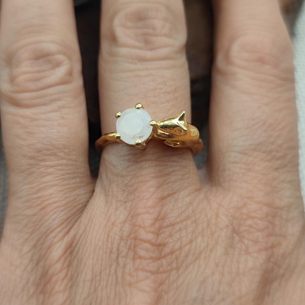 Anello in argento 925 dorato con pietra - UNDARA