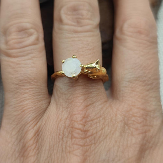 Anello in argento 925 dorato con pietra - UNDARA
