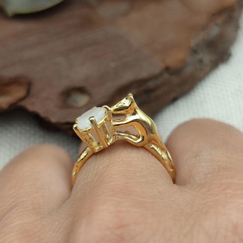 Anello in argento 925 dorato con pietra - UNDARA