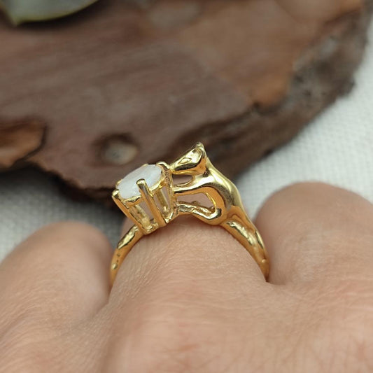Anello in argento 925 dorato con pietra - UNDARA