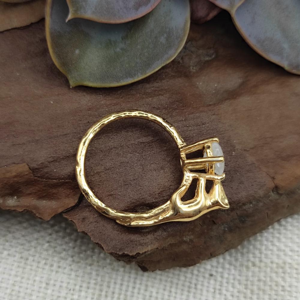 Anello in argento 925 dorato con pietra - UNDARA