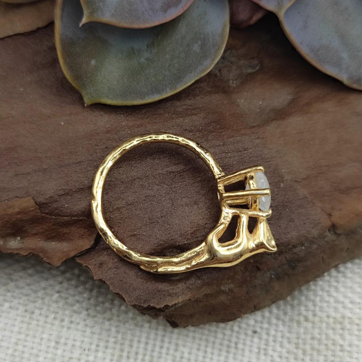 Anello in argento 925 dorato con pietra - UNDARA