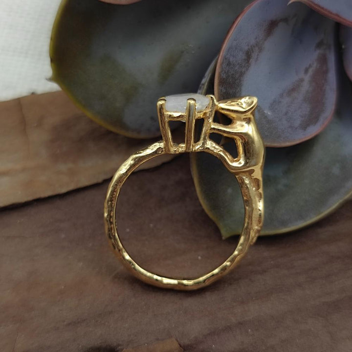 Anello in argento 925 dorato con pietra - UNDARA