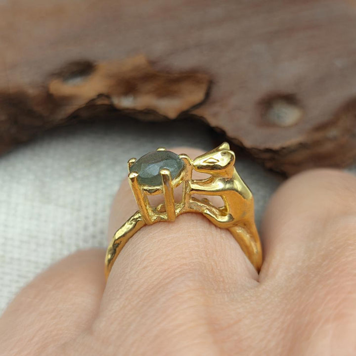 Anello in argento 925 dorato con pietra - UNDARA