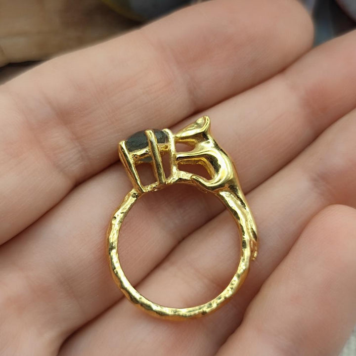 Anello in argento 925 dorato con pietra - UNDARA