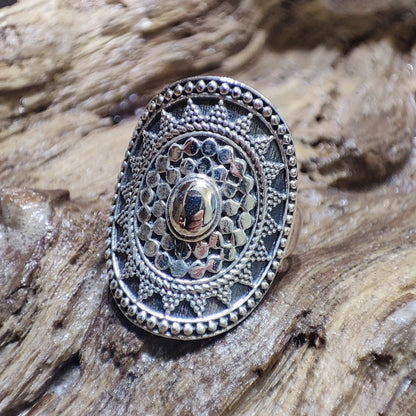 Anello etnico con pietra in argento 925 - KARIGHOI – quarzo citrino