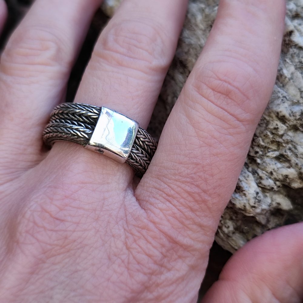 Anello etnico a fascia in argento 925 - RAGAYA