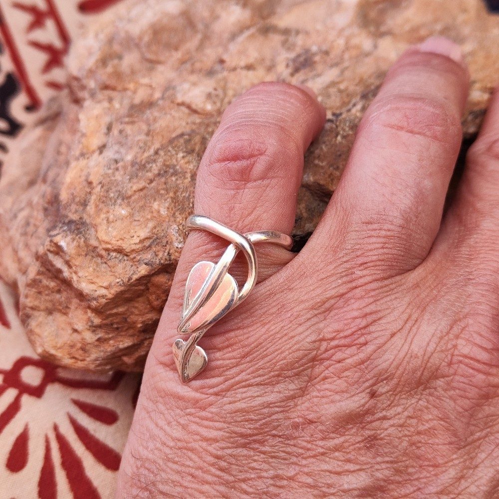 Anello in argento 925 EDERA - argento in foglia