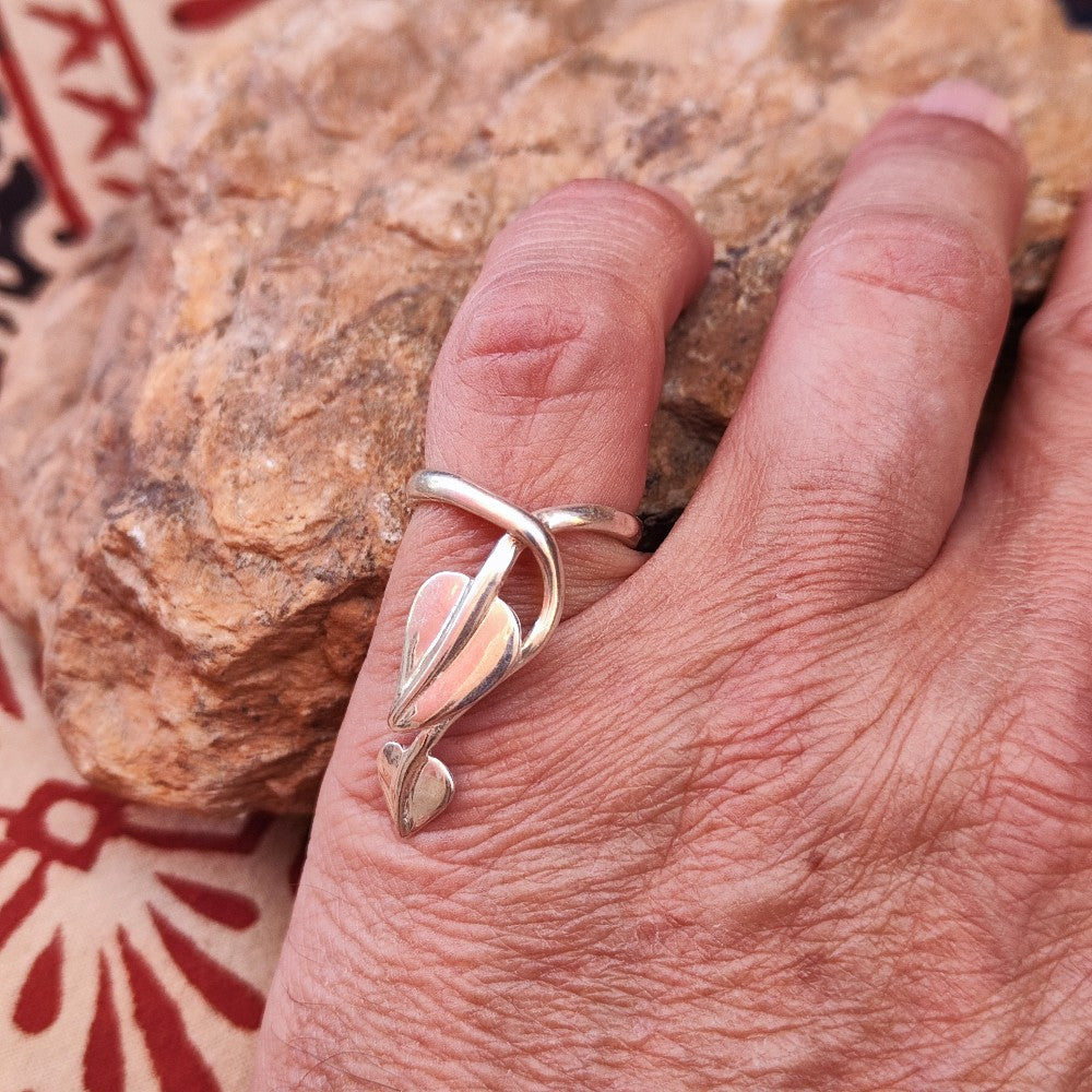 Anello in argento 925 EDERA - argento in foglia