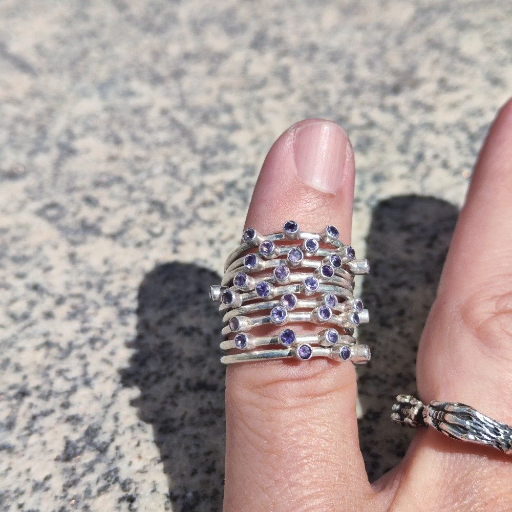 Anello artigianale FREYA Ametista in argento 925 - Pezzo unico
