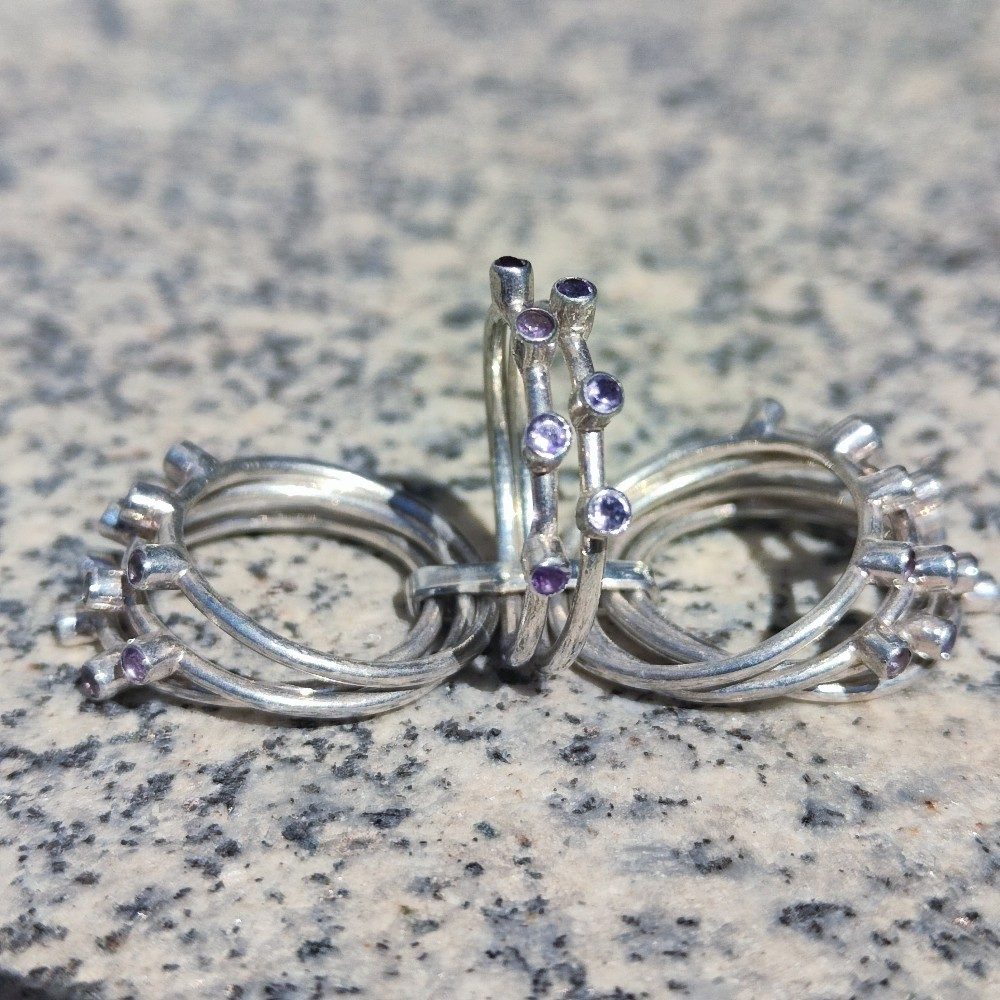 Anello artigianale FREYA Ametista in argento 925 - Pezzo unico