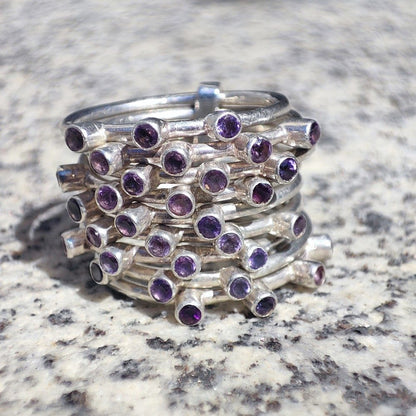 Anello artigianale FREYA Ametista in argento 925 - Pezzo unico