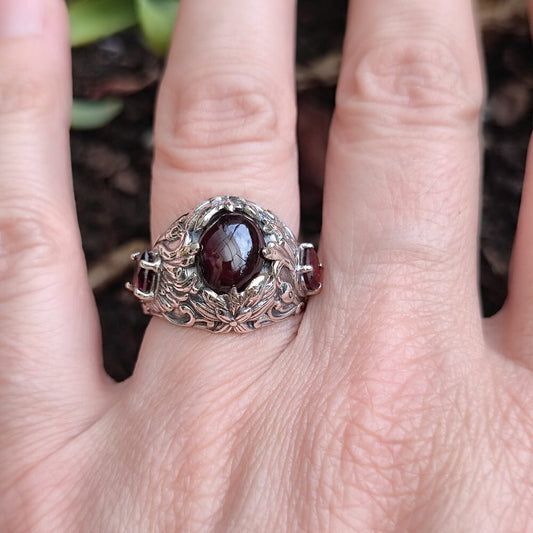 Anello etnico con pietra in argento 925 - CHANDLA
