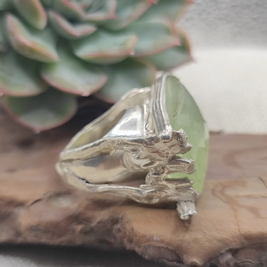 Anello artigianale in argento 925 acquamarina - SINGARA