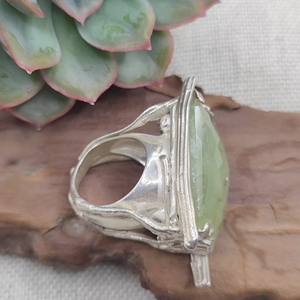 Anello artigianale in argento 925 acquamarina - SINGARA