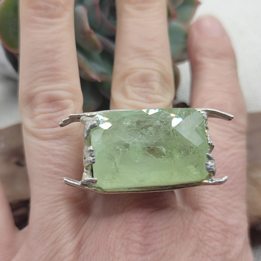 Anello artigianale in argento 925 acquamarina - SINGARA