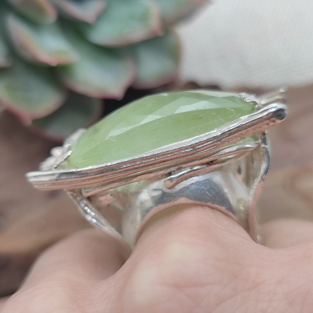 Anello artigianale in argento 925 acquamarina - SINGARA