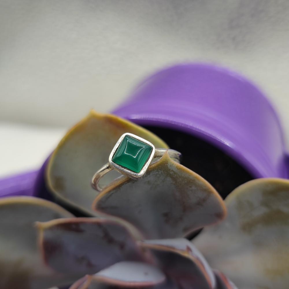 Anello artigianale in argento 925 con pietra - JAGTIAL