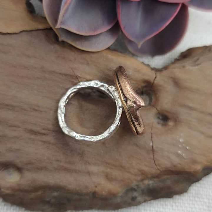 Anello artigianale in argento 925 e bronzo con ape - DIYA