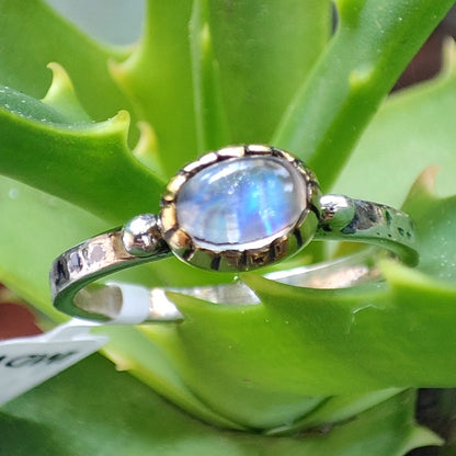 Pietra di luna Anello etnico con pietra in argento 925 - BIJNOT