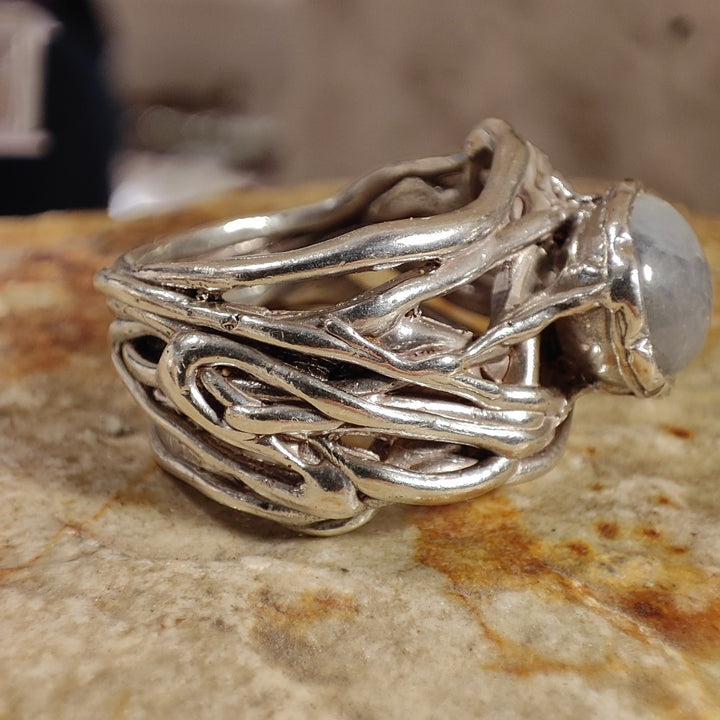 Anello artigianale zaffiro stellato in argento 925 - Pezzo unico