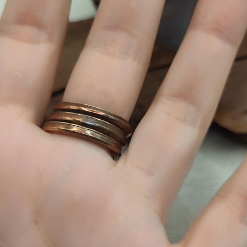 Anello artigianale pezzo unico in bronzo - INTRECCIO