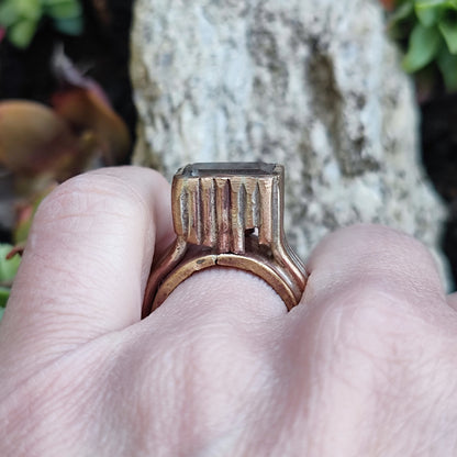 Anello artigianale in bronzo con pietra - GATEGAON