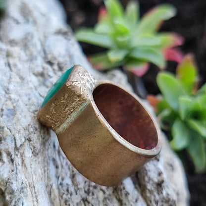 Anello artigianale in bronzo con pietra - SHAHA