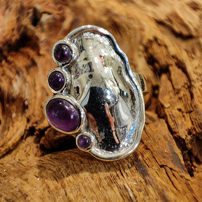 Anello etnico in argento 925 con pietra - NOKA