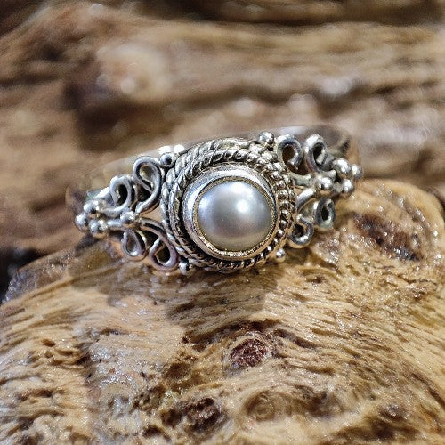 Anello con perla e filigrana in argento 925 - SANA
