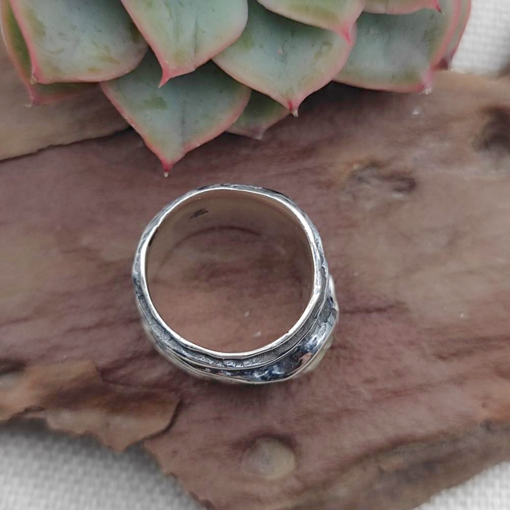 Anello artigianale in argento 925 prehnite - OMERKHAN