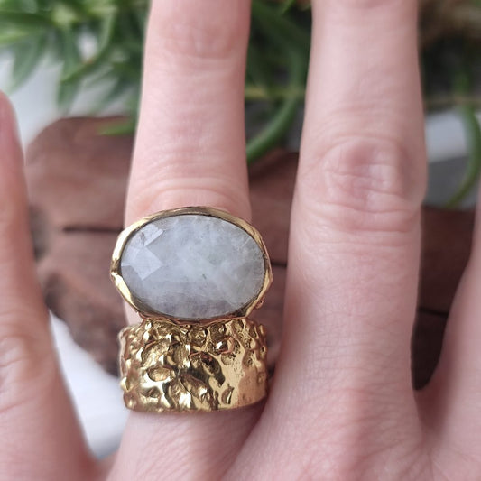 ANELLO artigianale con pietra in ottone - APARISHKRIT