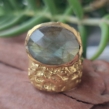 ANELLO artigianale con pietra in ottone - APARISHKRIT