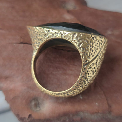 ANELLO artigianale in ottone con PIETRA - DROP