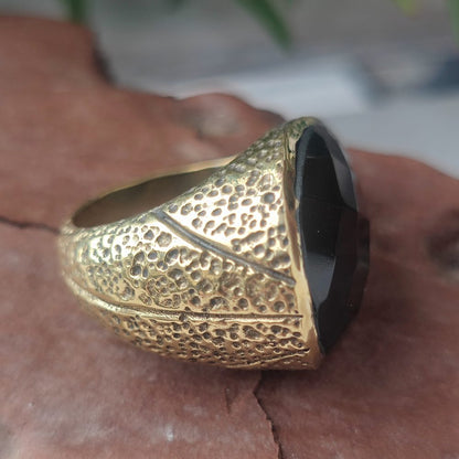 ANELLO artigianale in ottone con PIETRA - DROP
