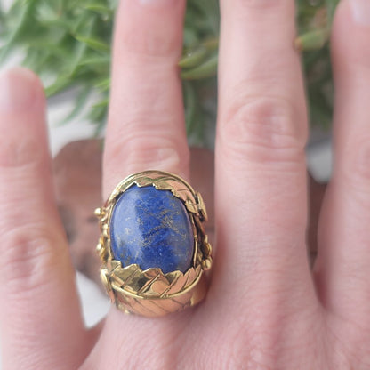 ANELLO FLOREALE con pietra in ottone - TULIP