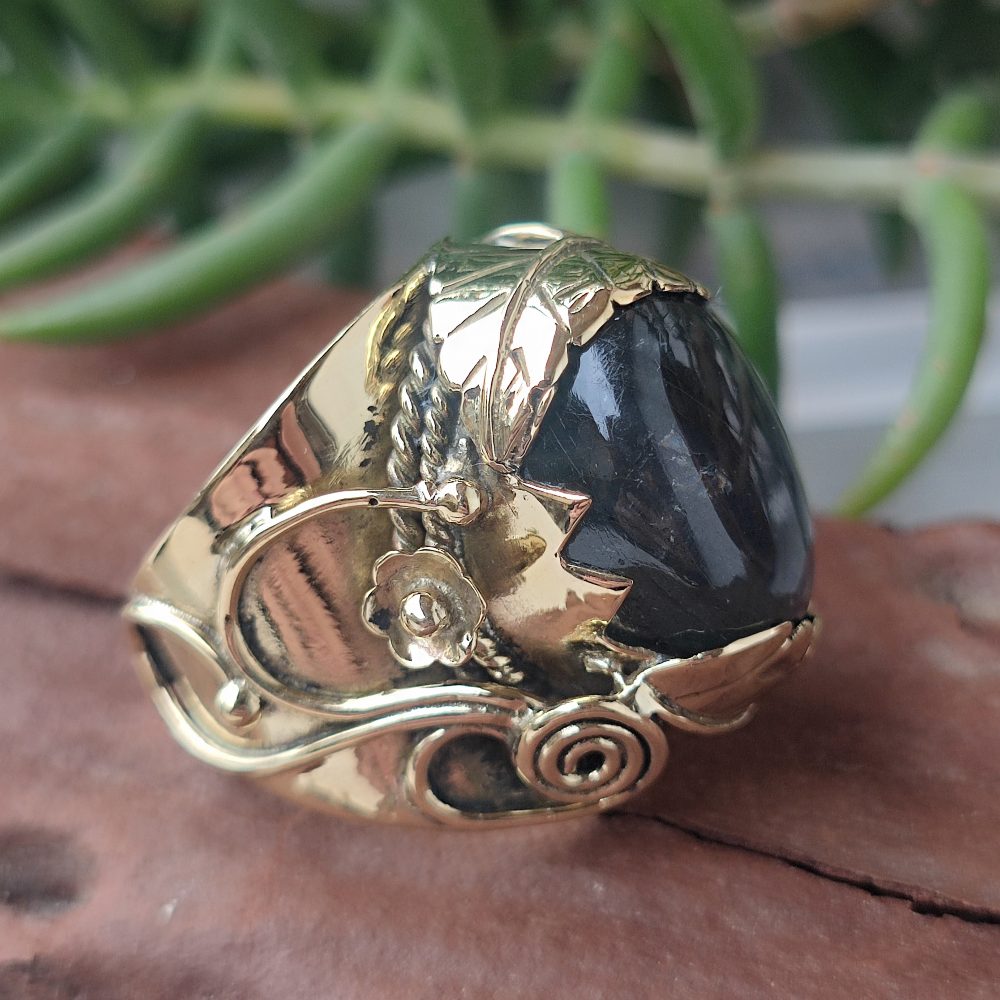 ANELLO FLOREALE con pietra in ottone - TULIP