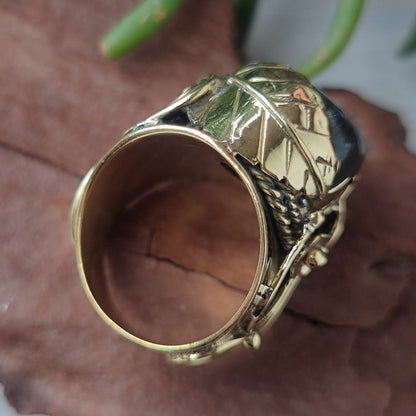 ANELLO FLOREALE con pietra in ottone - TULIP
