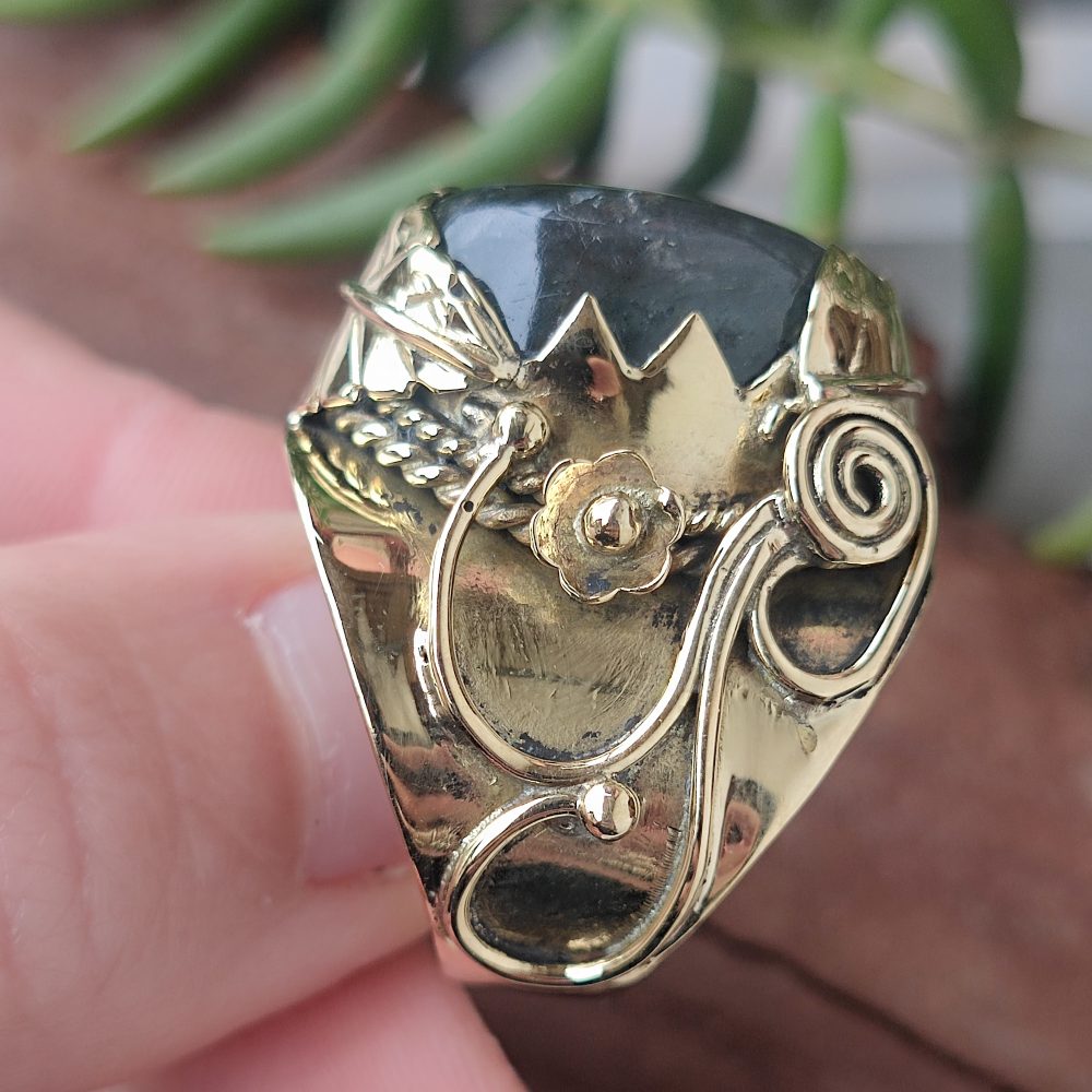 ANELLO FLOREALE con pietra in ottone - TULIP