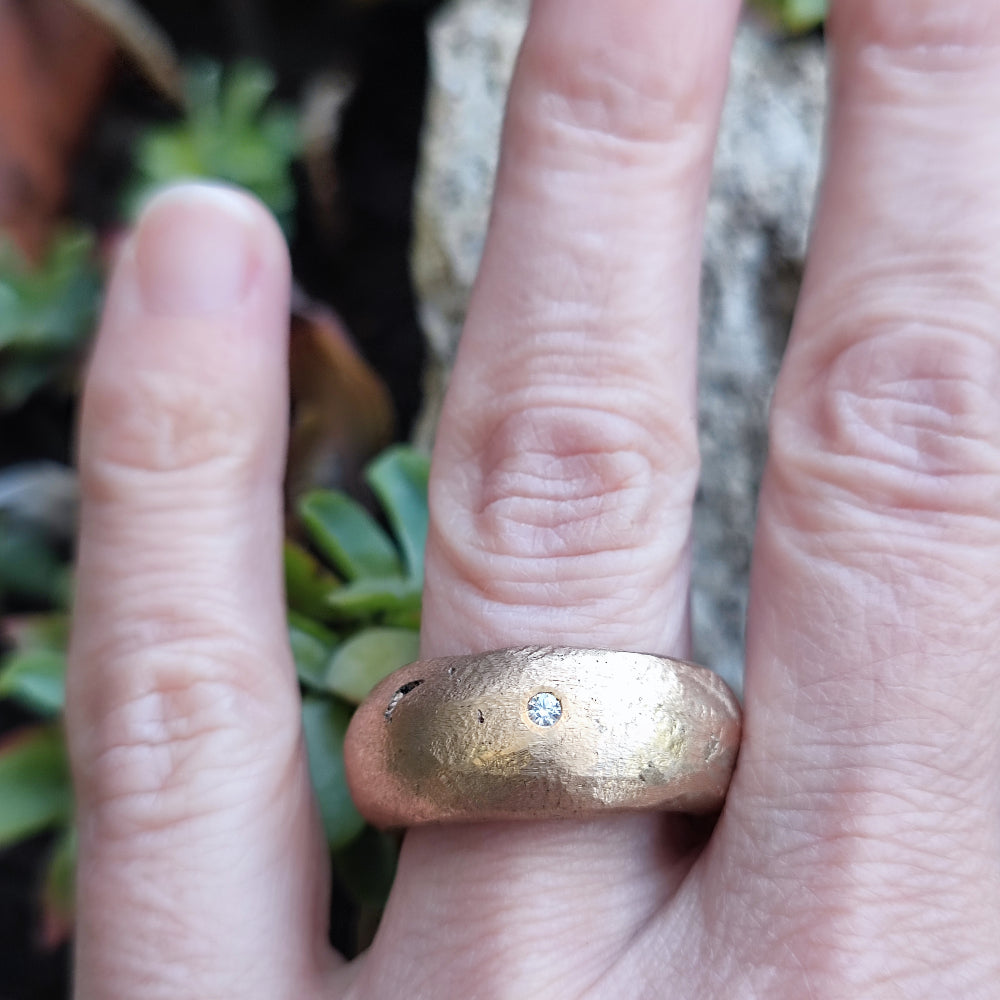 Anello artigianale in bronzo con pietra - KEOLARI