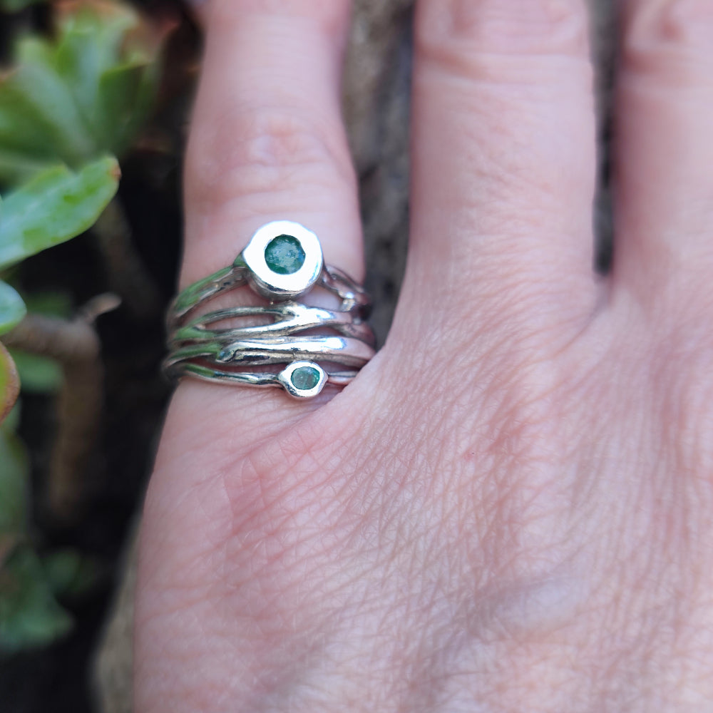 Anello artigianale in argento 925 con pietra - DAMCHUWA