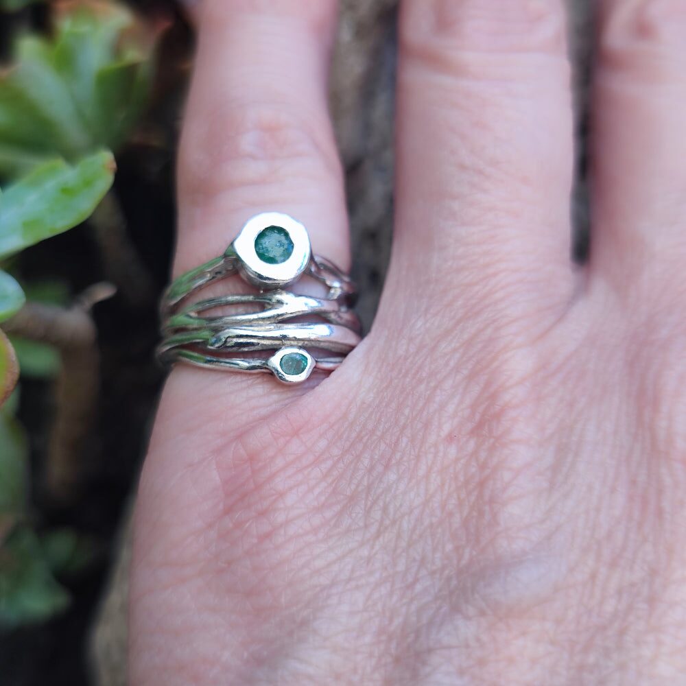 Anello artigianale in argento 925 con pietra - DAMCHUWA