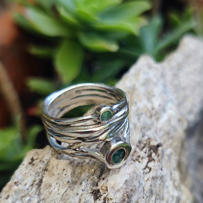 Anello artigianale in argento 925 con pietra - DAMCHUWA