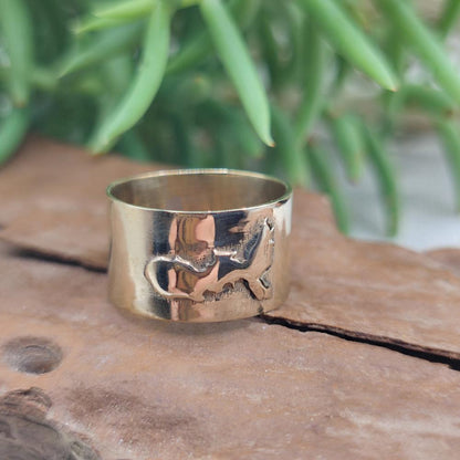 Anello a fascia alta con Isola d'Elba - Elba Island#materiale_bronzo-giallo