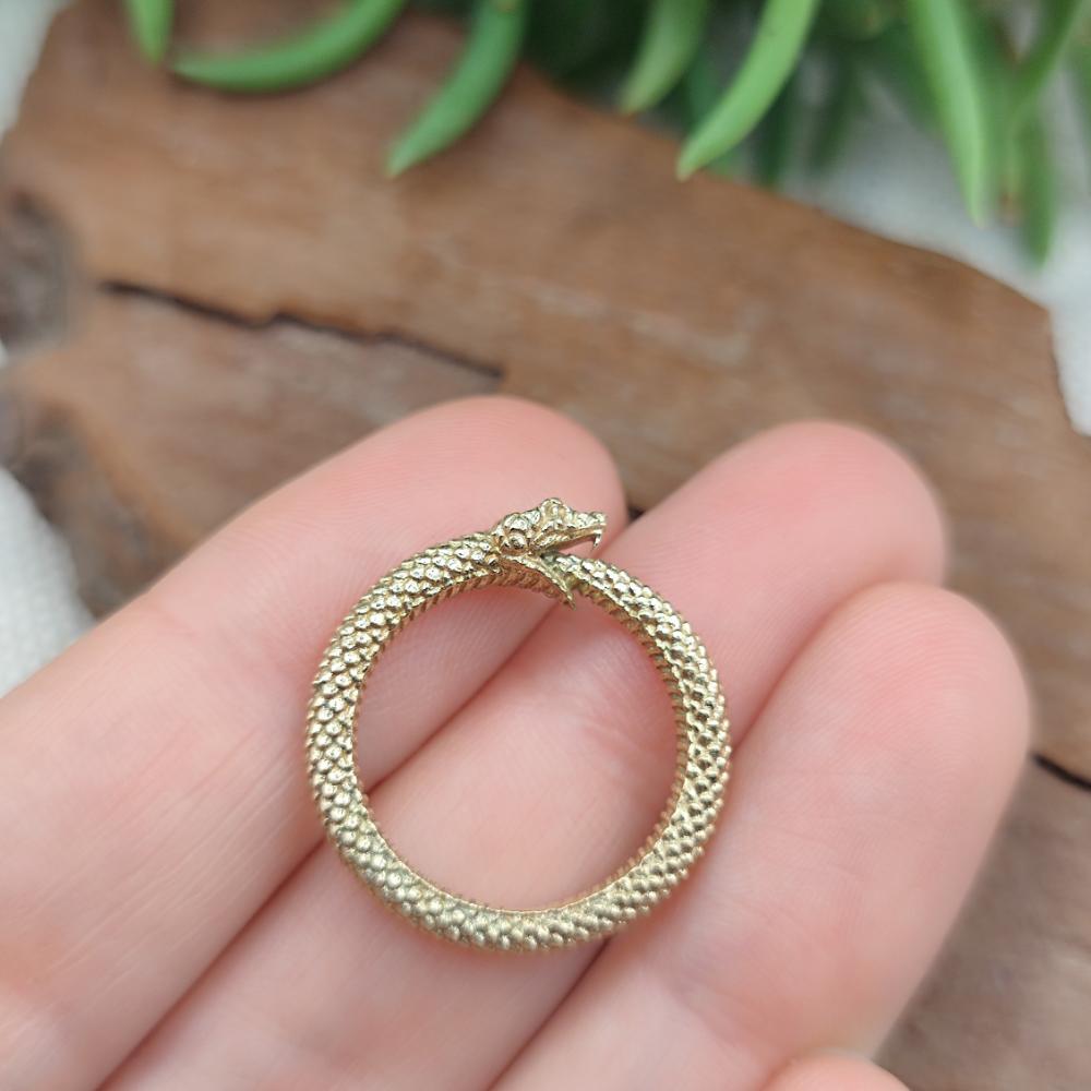 Anello in bronzo dorato serpente - UROBORO