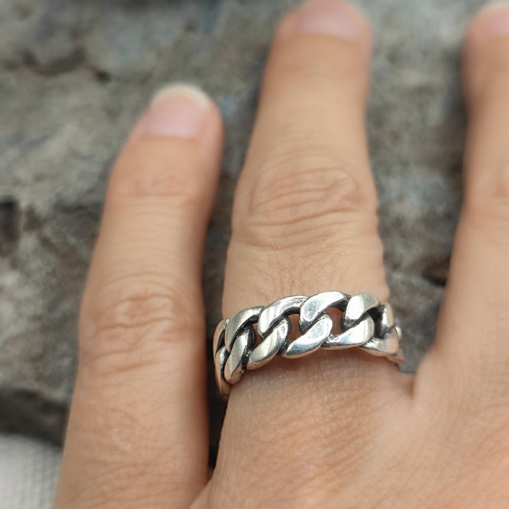 Anello catena groumette in argento 925 - MANDIRA