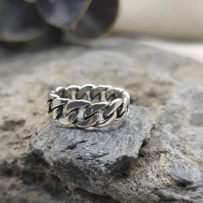 Anello catena groumette in argento 925 - MANDIRA