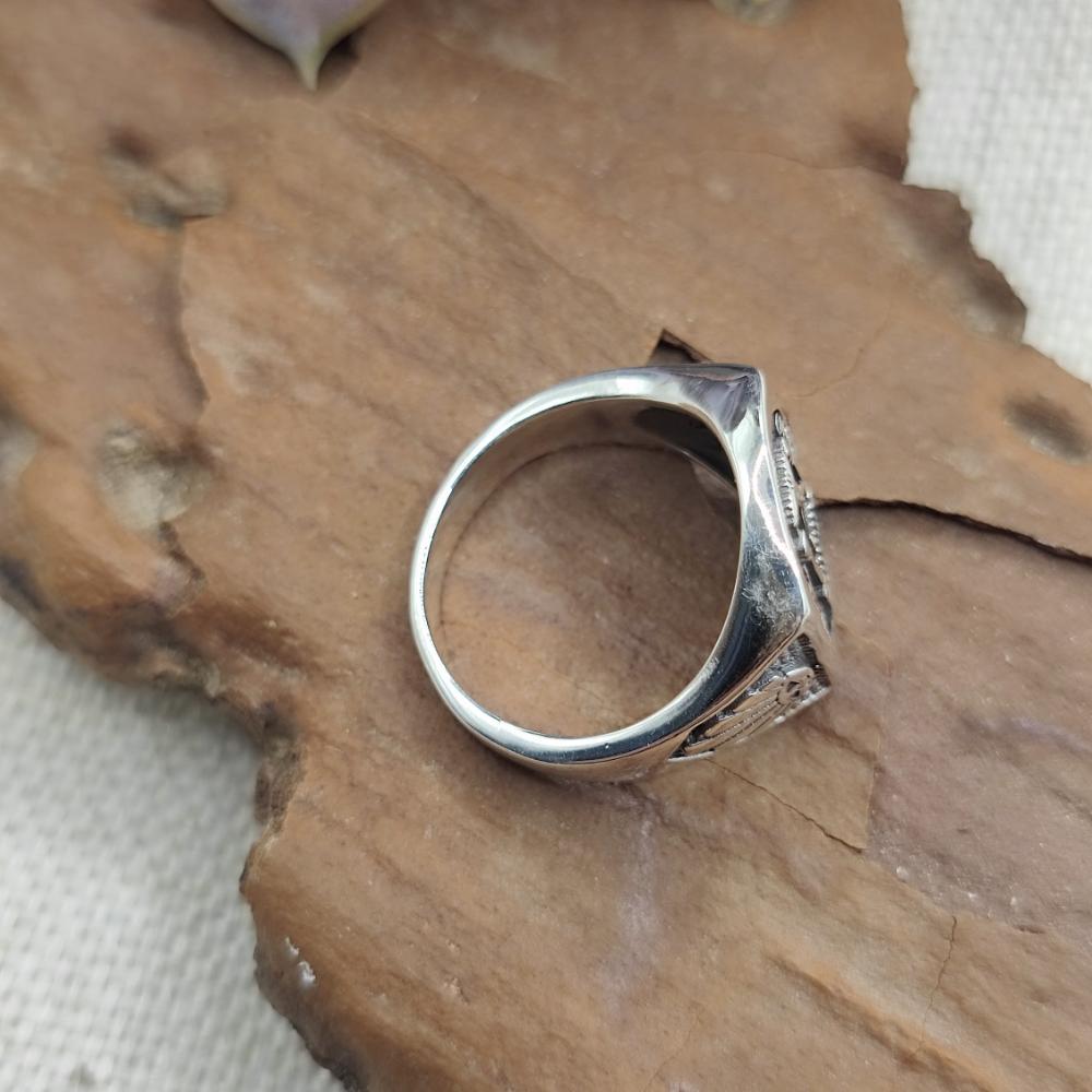 Anello chevalier con simboli in argento 925 - HOPE